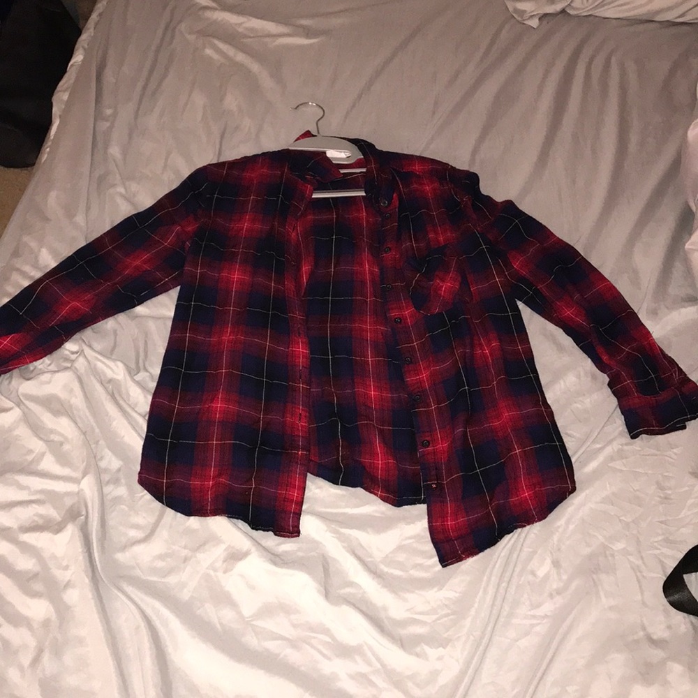 Red and navy blue flannel